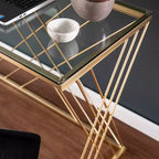 Bureau moderne Dezby en verre trempé – Doré – SEI