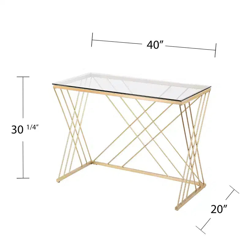 Bureau moderne Dezby en verre trempé – Doré – SEI