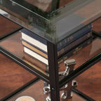 Bureau d'écriture tréteau/cadre en A en métal/verre Avery - Noir - SEI