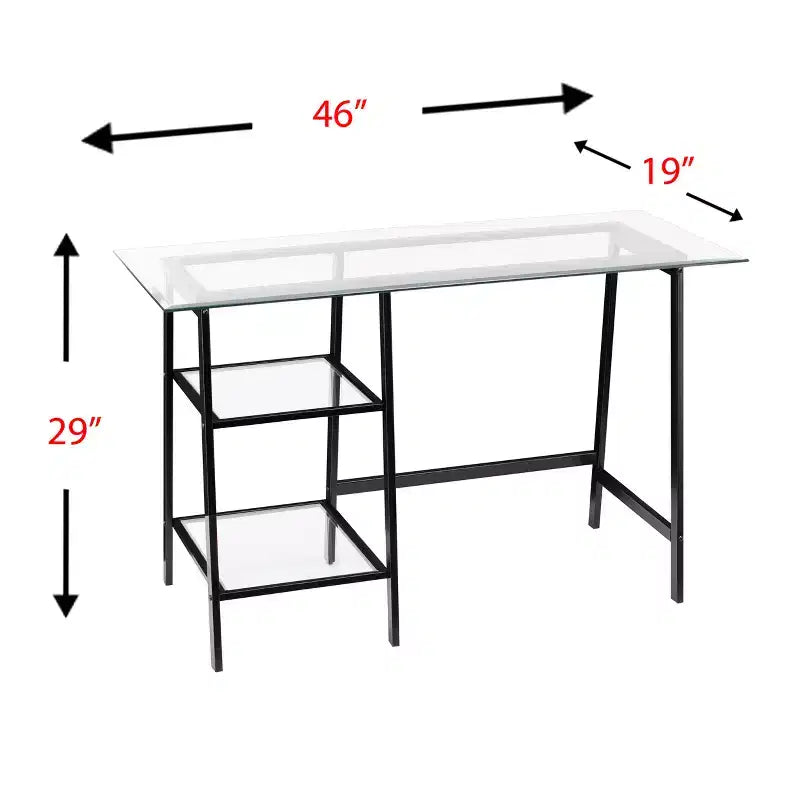 Bureau d'écriture tréteau/cadre en A en métal/verre Avery - Noir - SEI