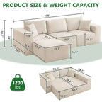 Canapés modulables d'angle, Canapé modulaire avec assise profonde, Canapé convertible en chenille rembourré avec compression d'éponge, Aucun assemblage requis