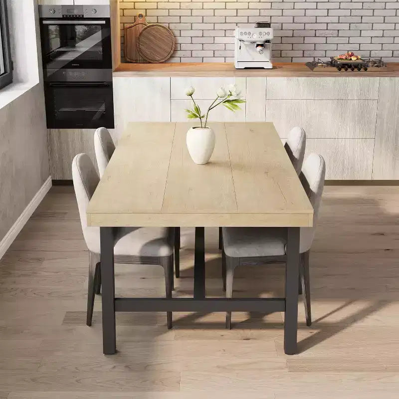 Table de salle à manger rectangulaire de 70,87 po pour 6 à 8 personnes, cadre en métal robuste, table de cuisine et de salle à manger moderne industrielle