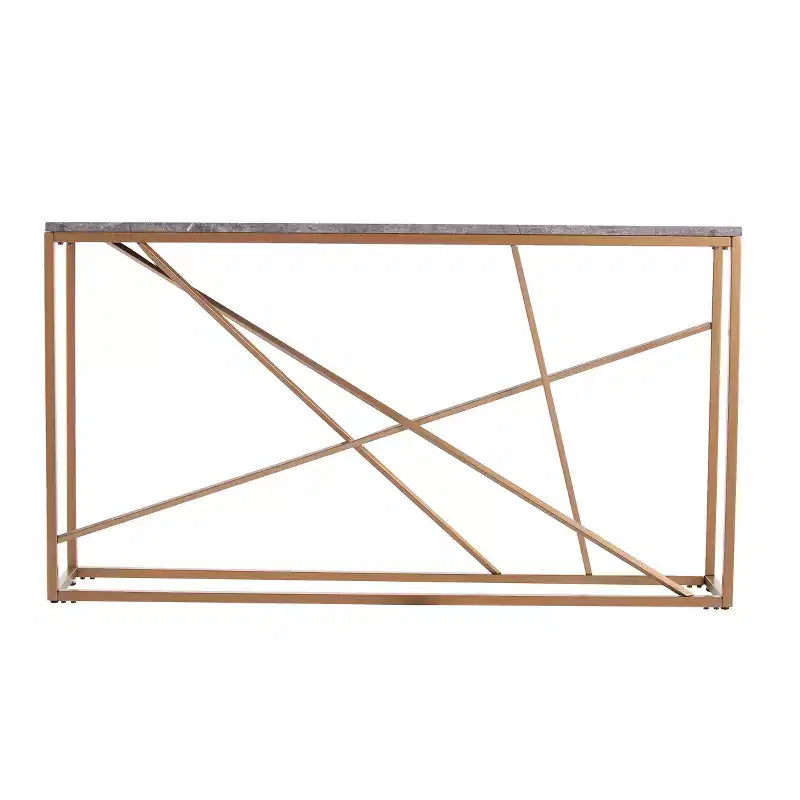 Arendal Faux Marble Skinny Console Table - Gold - SEI