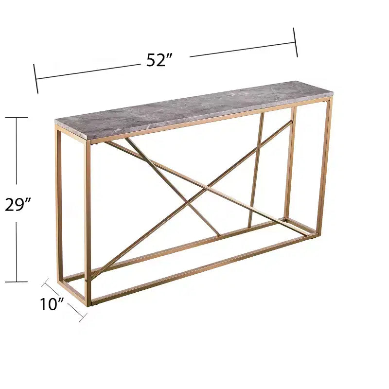 Console étroite Arendal en faux marbre - Dorée - SEI