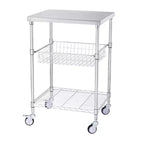 VEVOR Kitchen Utility Cart, 3 Tiers, Wire Rolling Cart with 470LBS Capacity, Steel Service Cart on Wheels, Metal Storage Trolley, Silver