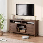 Meuble TV de 65 pouces avec étagères réglables et 8 compartiments de rangement, meuble double porte semi-ouvert pour salon et chambre à coucher
