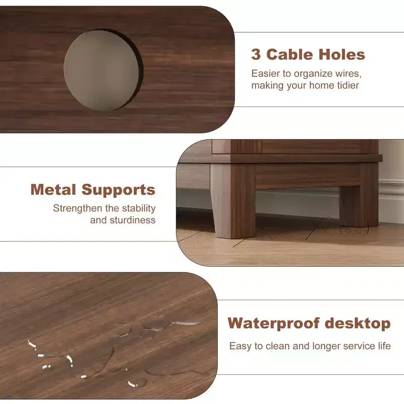 Meuble TV de 65 pouces avec étagères réglables et 8 compartiments de rangement, meuble double porte semi-ouvert pour salon et chambre à coucher