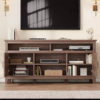 Meuble TV de 65 pouces avec étagères réglables et 8 compartiments de rangement, meuble double porte semi-ouvert pour salon et chambre à coucher