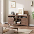 Meuble TV de 65 pouces avec étagères réglables et 8 compartiments de rangement, meuble double porte semi-ouvert pour salon et chambre à coucher