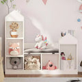 47.75 Kids Bookshelf with Reading Nook - 6-Cubby Toy Storage Bench & Playhouse for Playroom, Nursery & Classroom