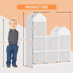47,75 cm Étagère pour Livres pour Enfants avec Coin Lecture – Banc de Rangement pour Jouets à 6 Compartiments et Maisonnette pour Salle de Jeux, Chambre d'Enfant et Salle de Classe