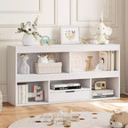 5-Cube Kids Bookshelf & Toy Organizer with Drawer - Wooden Playhouse Storage for Playroom & Nursery - Natural