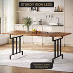 Table à manger de style ferme de 180 cm pour 6-8 personnes, table de cuisine rectangulaire de style rustique, pieds métalliques géométriques et plateau en bois épais, facile à nettoyer