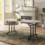 Table à manger de style ferme de 180 cm pour 6-8 personnes, table de cuisine rectangulaire de style rustique, pieds métalliques géométriques et plateau en bois épais, facile à nettoyer
