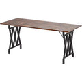 71 Inch Large Industrial Dining Table for 4-6, with Heavy Duty Metal Legs, Geometric Metal Legs & Thick Wood Tabletop, for Home and Office