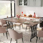 Grande table à manger industrielle de 180 cm pour 4 à 6 personnes, avec pieds métalliques robustes, pieds métalliques géométriques et plateau en bois épais, pour la maison et le bureau
