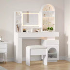 Coiffeuse avec miroir lumineux, table de maquillage avec 3 tiroirs de rangement et 11 étagères