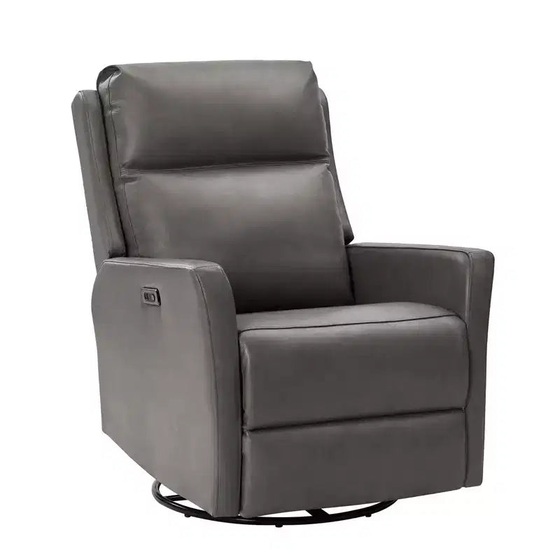 Mario Genuine Leather Transitional Power Recliner with USB Ports| ART OF LIVING DESIGNS-GREY