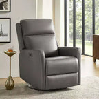 Fauteuil inclinable électrique transitoire en cuir véritable Mario avec ports USB | ART OF LIVING DESIGNS-GRIS