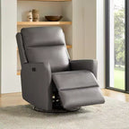 Fauteuil inclinable électrique transitoire en cuir véritable Mario avec ports USB | ART OF LIVING DESIGNS-GRIS
