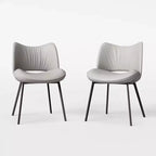 Chaises de salle à manger grises Luck Live Farmhouse, lot de 2, cadre en métal, sièges modernes pour cuisine et salle à manger