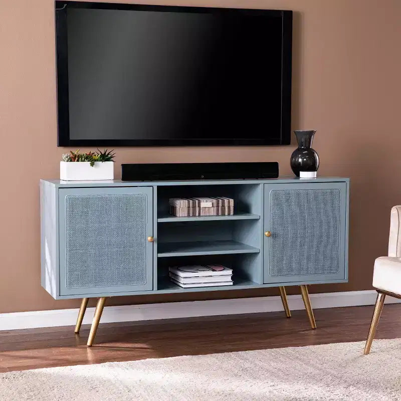 Meuble TV Alsterson avec rangement - Bleu - SEI