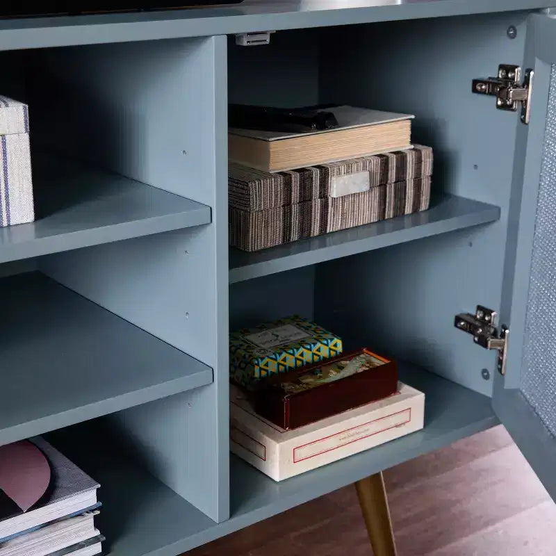 Meuble TV Alsterson avec rangement - Bleu - SEI