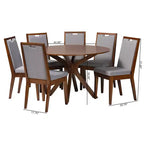 Ensemble de salle à manger Baxton Studio Eira moderne 7 pièces en bois gris et noyer marron