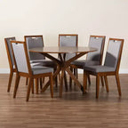 Ensemble de salle à manger Baxton Studio Eira moderne 7 pièces en bois gris et noyer marron