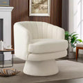 Bestier Swivel Accent Chair with Armrest, Barrel Chair with Curve Back and Soft Cushion, Round Single Sofa for Living Room, Beige