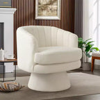Bestier Swivel Accent Chair with Armrest, Barrel Chair with Curve Back and Soft Cushion, Round Single Sofa for Living Room, Beige