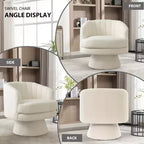 Fauteuil pivotant Bestier avec accoudoirs, Fauteuil club avec dossier incurvé et coussin moelleux, Canapé simple rond pour salon, Beige