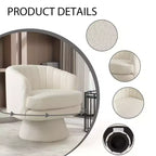 Fauteuil pivotant Bestier avec accoudoirs, Fauteuil club avec dossier incurvé et coussin moelleux, Canapé simple rond pour salon, Beige