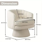 Fauteuil pivotant Bestier avec accoudoirs, Fauteuil club avec dossier incurvé et coussin moelleux, Canapé simple rond pour salon, Beige