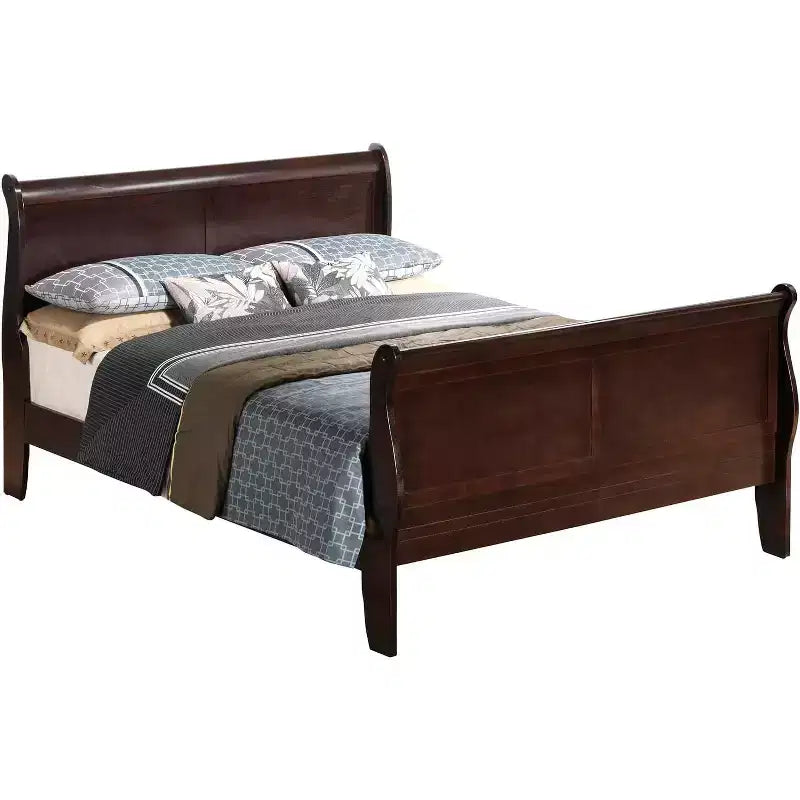 HomeStock Lit Queen Size avec cadre de lit en bois brun de 112 cm de hauteur avec tête de lit