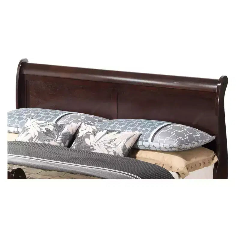 HomeStock Lit Queen Size avec cadre de lit en bois brun de 112 cm de hauteur avec tête de lit