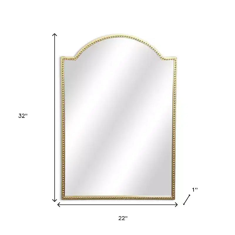 HomeRoots Miroir d'appoint en métal doré perlé 32 po en forme d'arche
