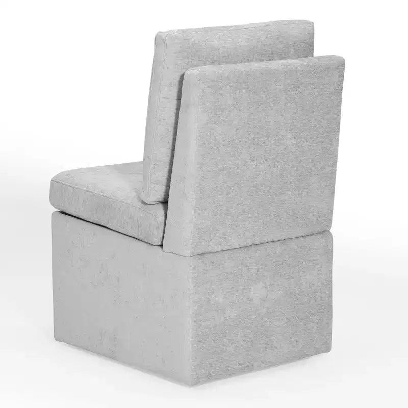 Chaises de salle à manger sans accoudoirs WestinTrends Soho Modern en chenille rembourrée avec roulettes (lot de 6), gris clair