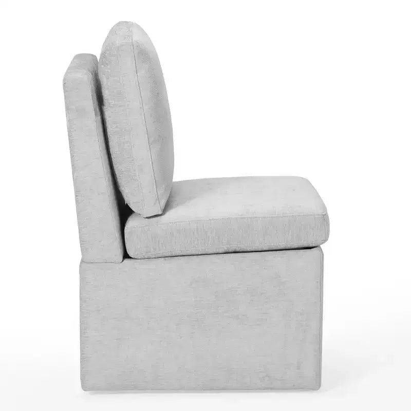 Chaises de salle à manger sans accoudoirs WestinTrends Soho Modern en chenille rembourrée avec roulettes (lot de 6), gris clair