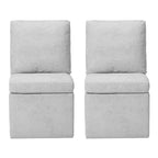 WestinTrends Soho Modern Upholstered Chenille Armless Dining Chairs With Casters (Set of 2), Light Gray