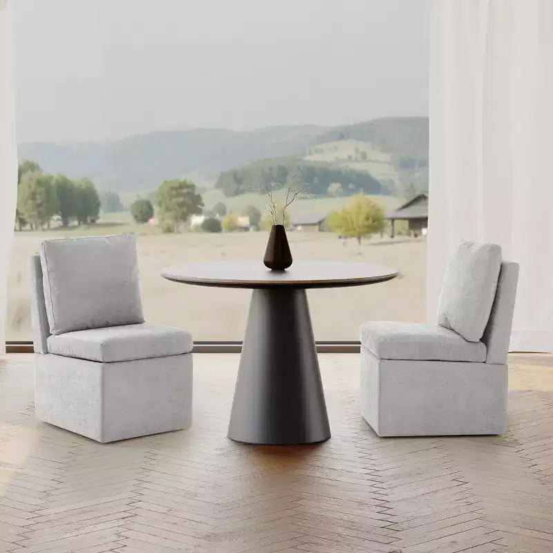 WestinTrends Soho Chaises de salle à manger modernes en chenille capitonnée sans accoudoirs avec roulettes (lot de 2), Gris clair