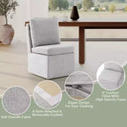 WestinTrends Soho Chaises de salle à manger modernes en chenille capitonnée sans accoudoirs avec roulettes (lot de 2), Gris clair