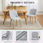 Lot de 2 chaises de salle à manger, chaises de cuisine modernes rembourrées avec dossier ergonomique, chaises de salle à manger avec pieds en chêne capacité 136 kg