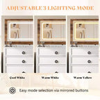 AMERLIFE Coiffeuse 3 en 1 avec Tabouret Coulissant, Panneau Pliant et Lumière LED Réglable