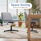 Chaise Costway Criss Cross sans roulettes avec siège large rembourré doux, hauteur réglable, moderne beige/gris