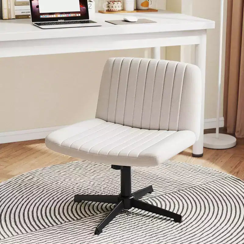 Chaise Costway Criss Cross sans roulettes avec siège large rembourré doux, hauteur réglable, moderne beige/gris