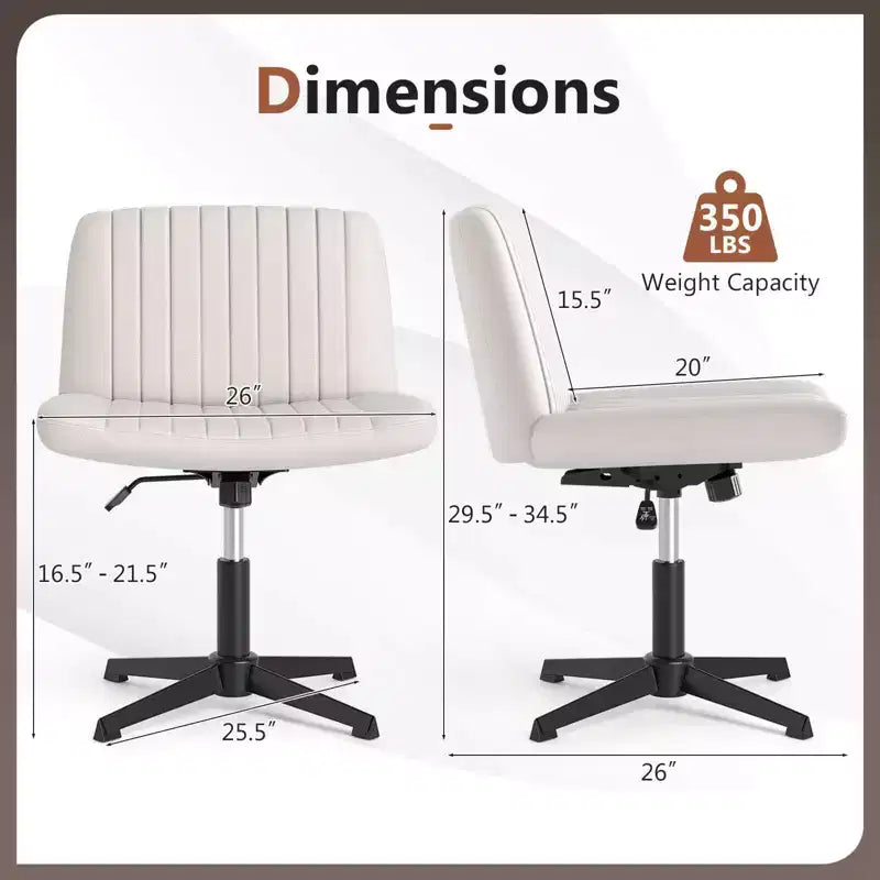 Chaise Costway Criss Cross sans roulettes avec siège large rembourré doux, hauteur réglable, moderne beige/gris