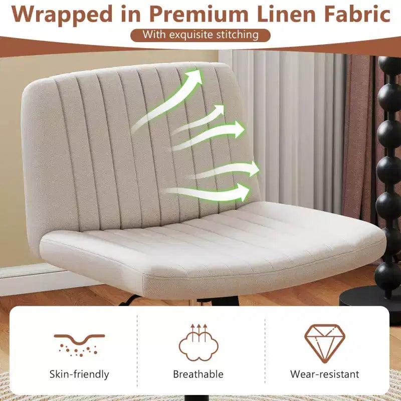 Chaise Costway Criss Cross sans roulettes avec siège large rembourré doux, hauteur réglable, moderne beige/gris