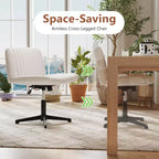 Chaise Costway Criss Cross sans roulettes avec siège large rembourré doux, hauteur réglable, moderne beige/gris