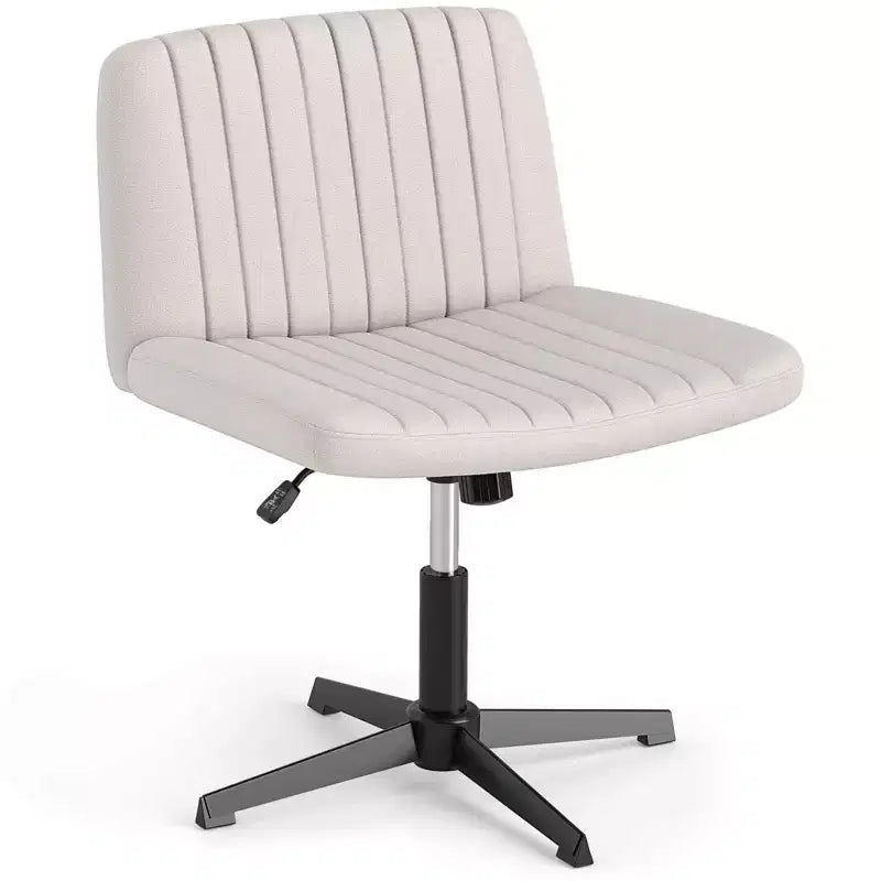 Costway Criss Cross Chair No Wheels with Soft-Padded Wide Seat Adjustable Height Modern Beige/Gray